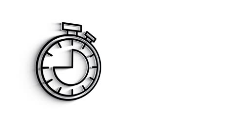 3d line icon time and clock animation on white background. 4k