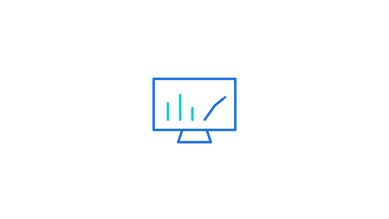 Animated Line Graph Drawing on Computer Screen Icon