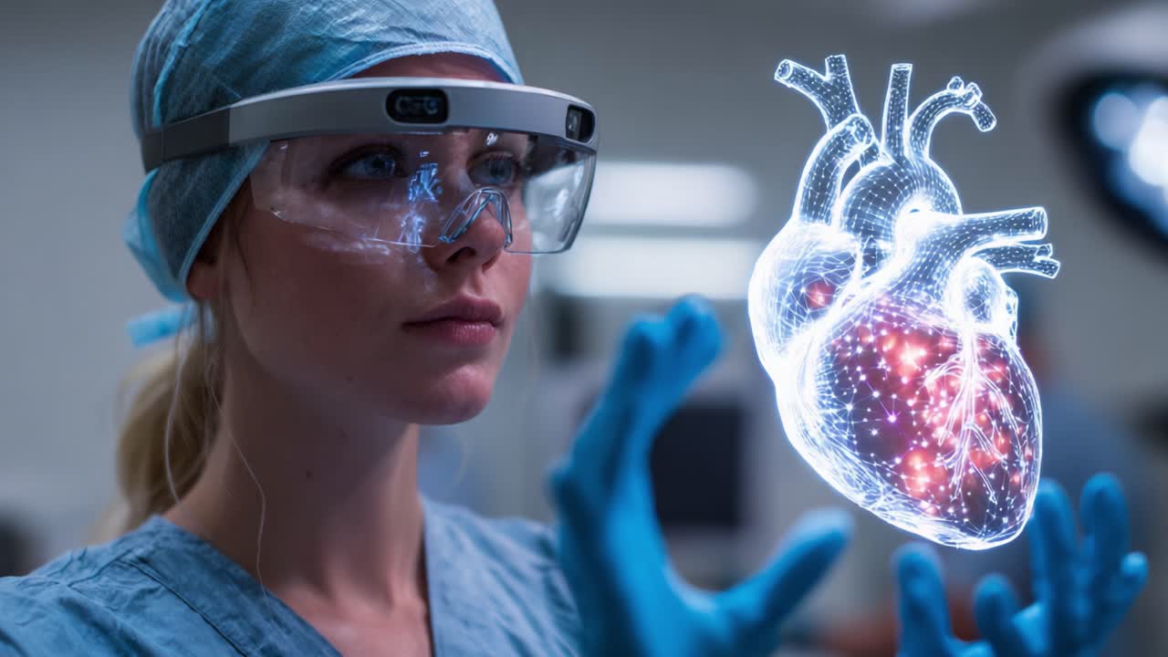Exploring Advanced Medical Technology: A Surgeon Witnesses a Holographic Heart Model for Innovative Health Solutions and Enhanced Surgical Procedures