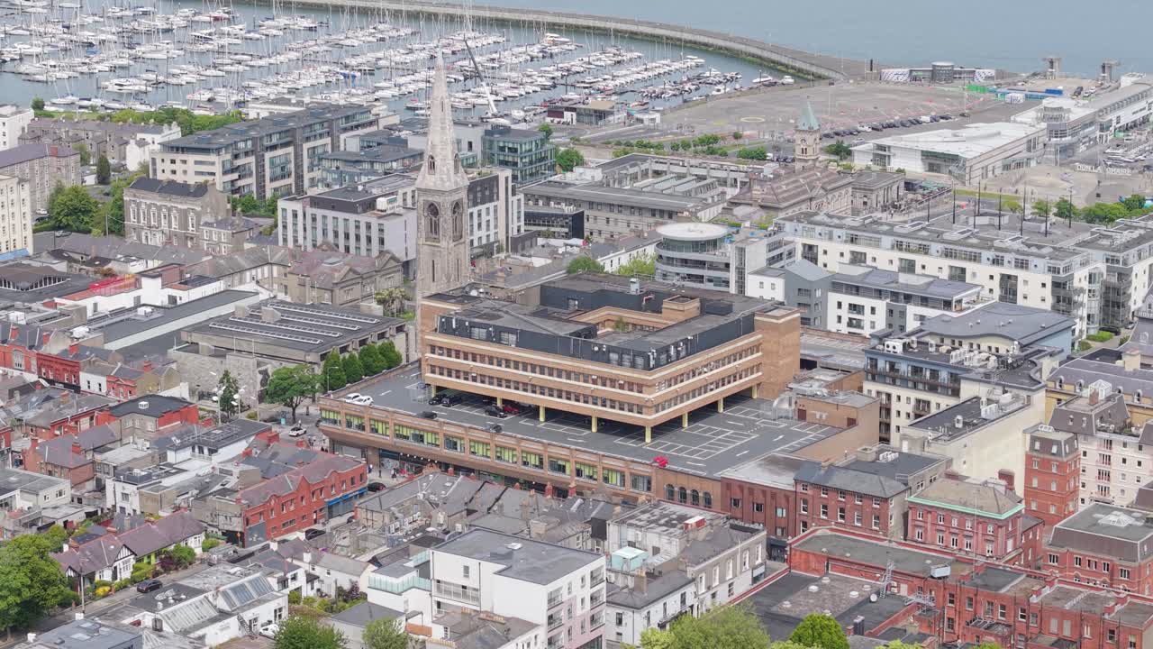 Aerial Views of Historic Churches and Modern Living in Dún Laoghaire, Ireland
