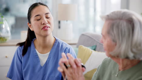 homecare, support and happy nurse with senior