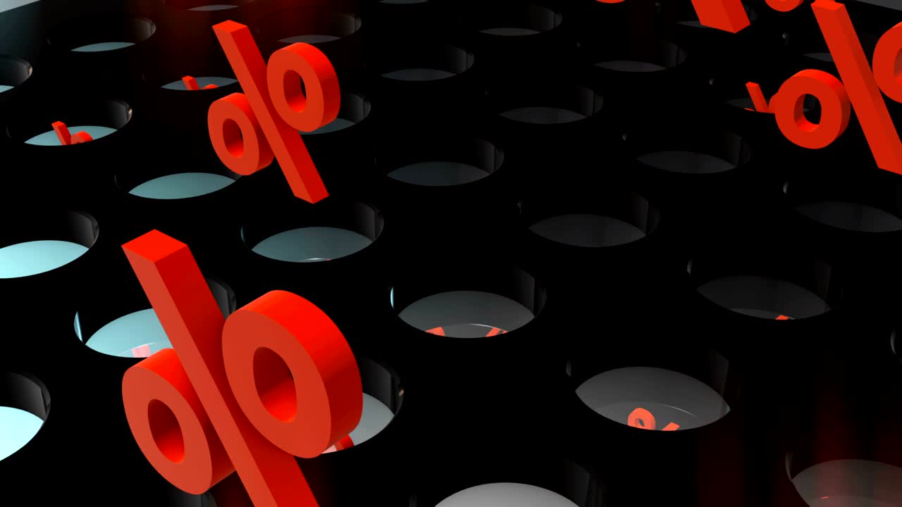 Abstract flying up percent signs