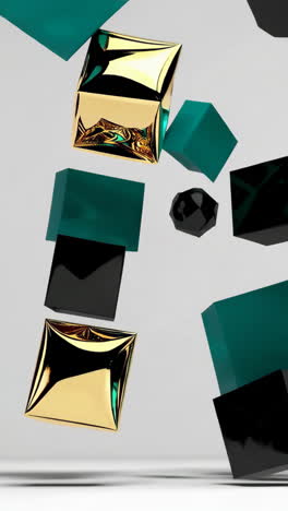abstract gold and teal geometric cubes