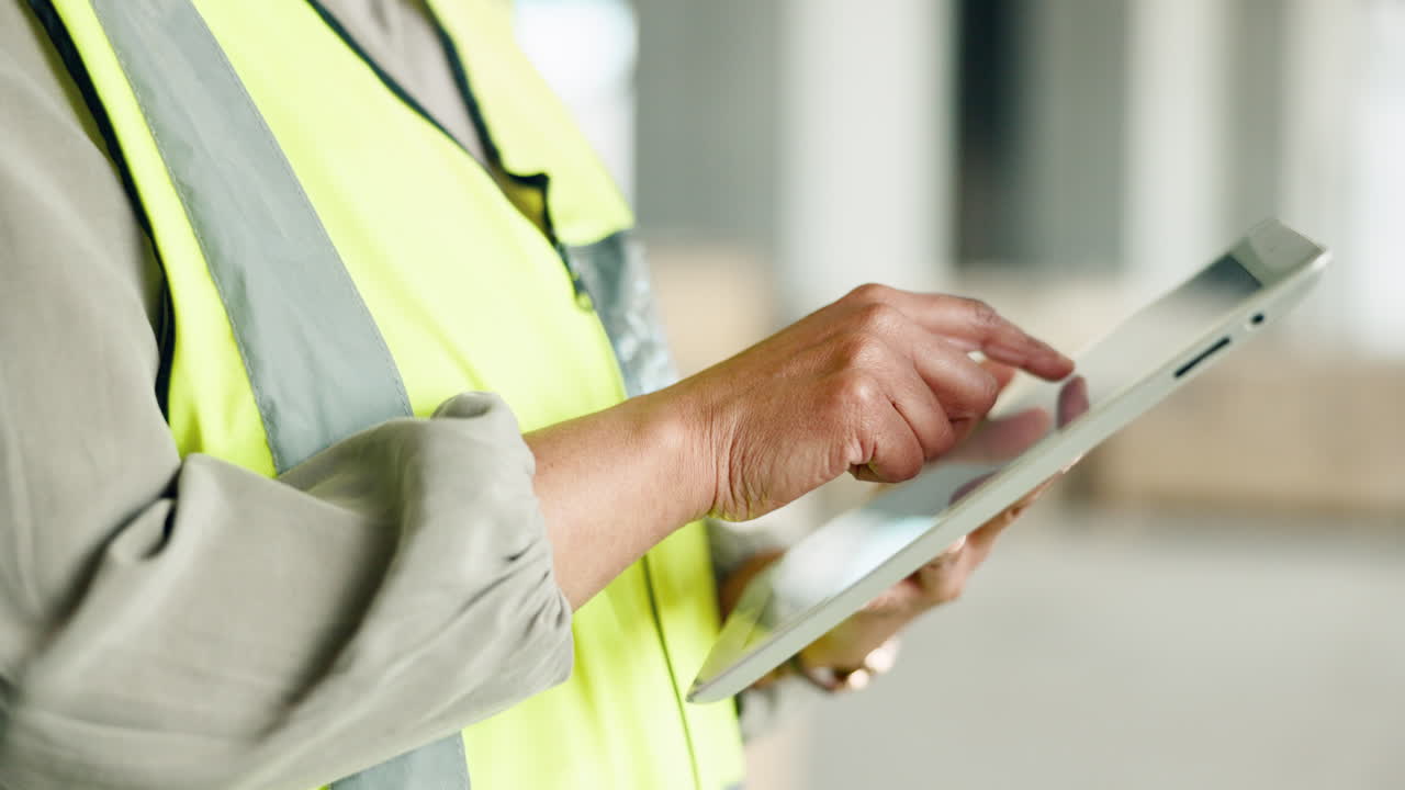 construcción, gestión y tableta digital por