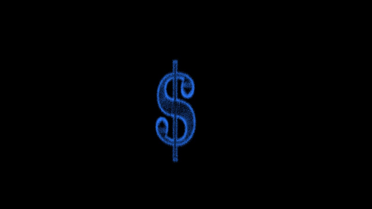 metaverse, meta movement of 3D dollar sign made of particles on black screen background, 3D render, animation from US dollars.