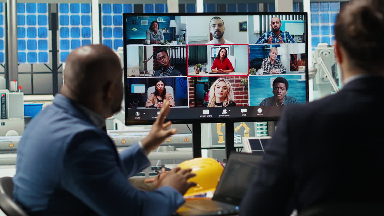 Factory Researchers Doing Internet Videocall, Working On Breakthroughs