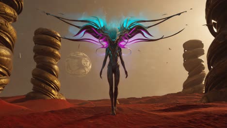 mysterious alien creature on an otherworldly planet