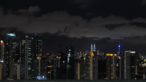 in kuala lumpur malaysia seen night city with petronas twin towers and skyscrapers