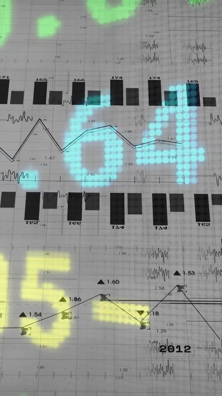 Vertical video: View shift starting numeric overlays sweeping across grayscale chart showing values
