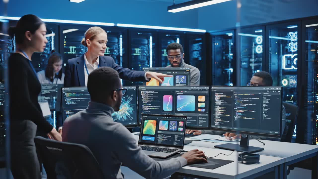 IT Team Collaborating in Data Center