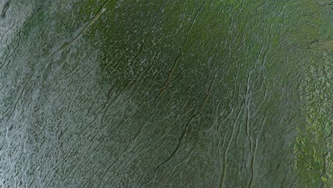 green river delta floodplain with striking abstract canal patterns, aerial tilt