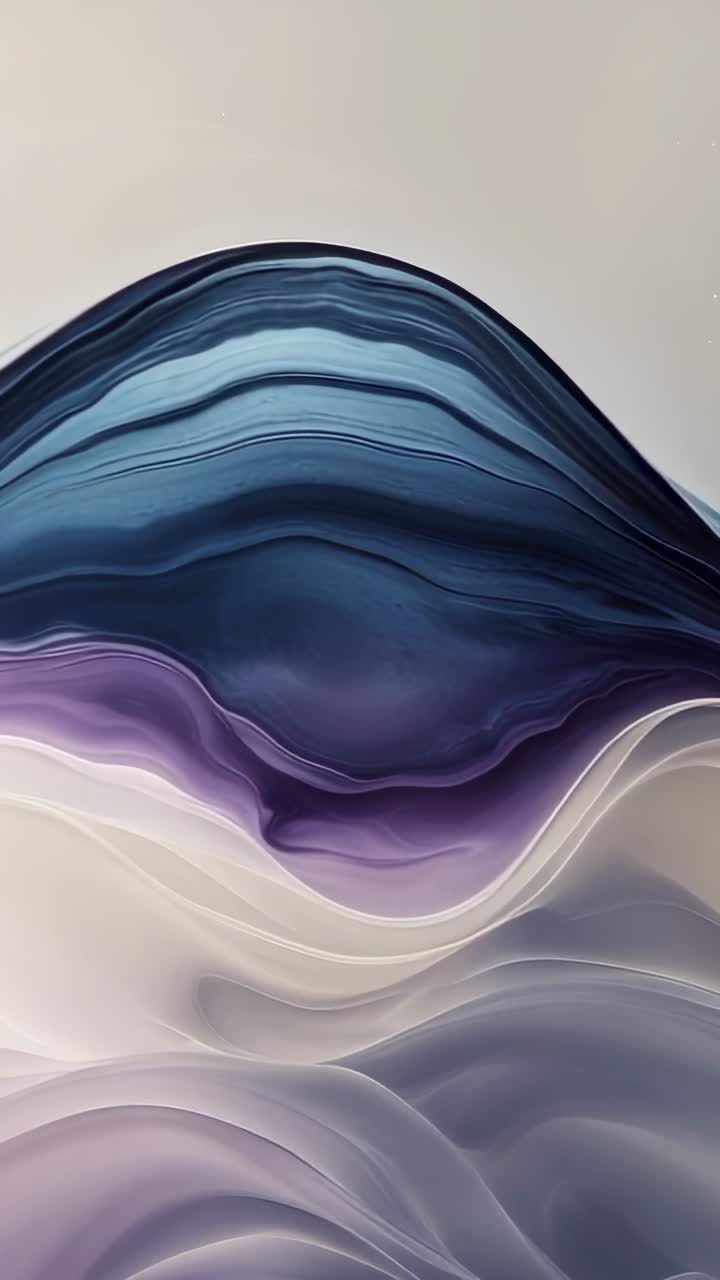 Vertical video: Animation starting multicolored wave cresting across screen, seamless color flow