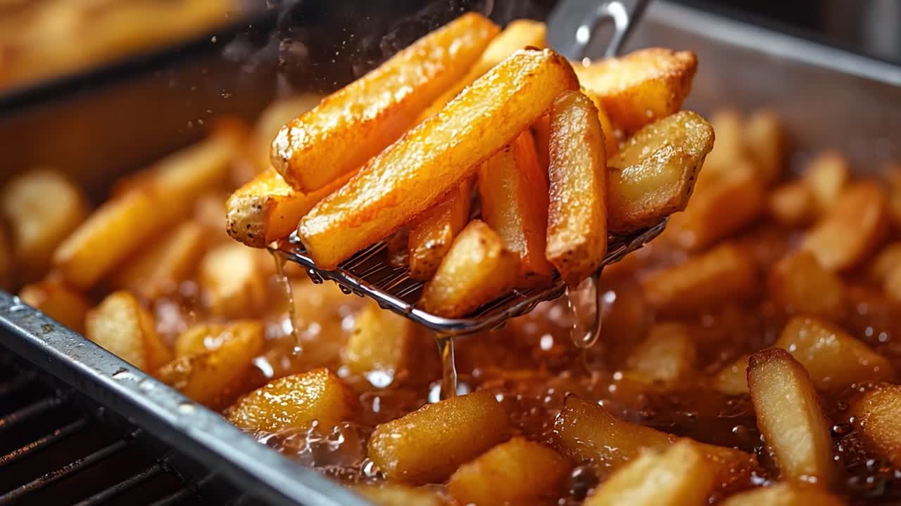 Close up of freshly fried French fries