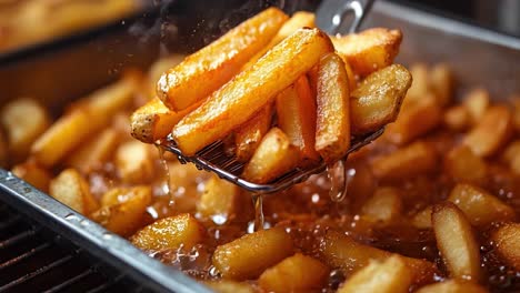 close up of freshly fried french fries