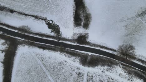 abstract paths in snowy winters field drone reveal 4k