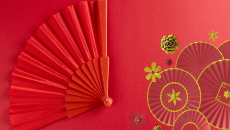 animation of chinese pattern with copy space on red background