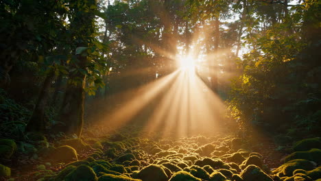 sunlight through the trees in a forest
