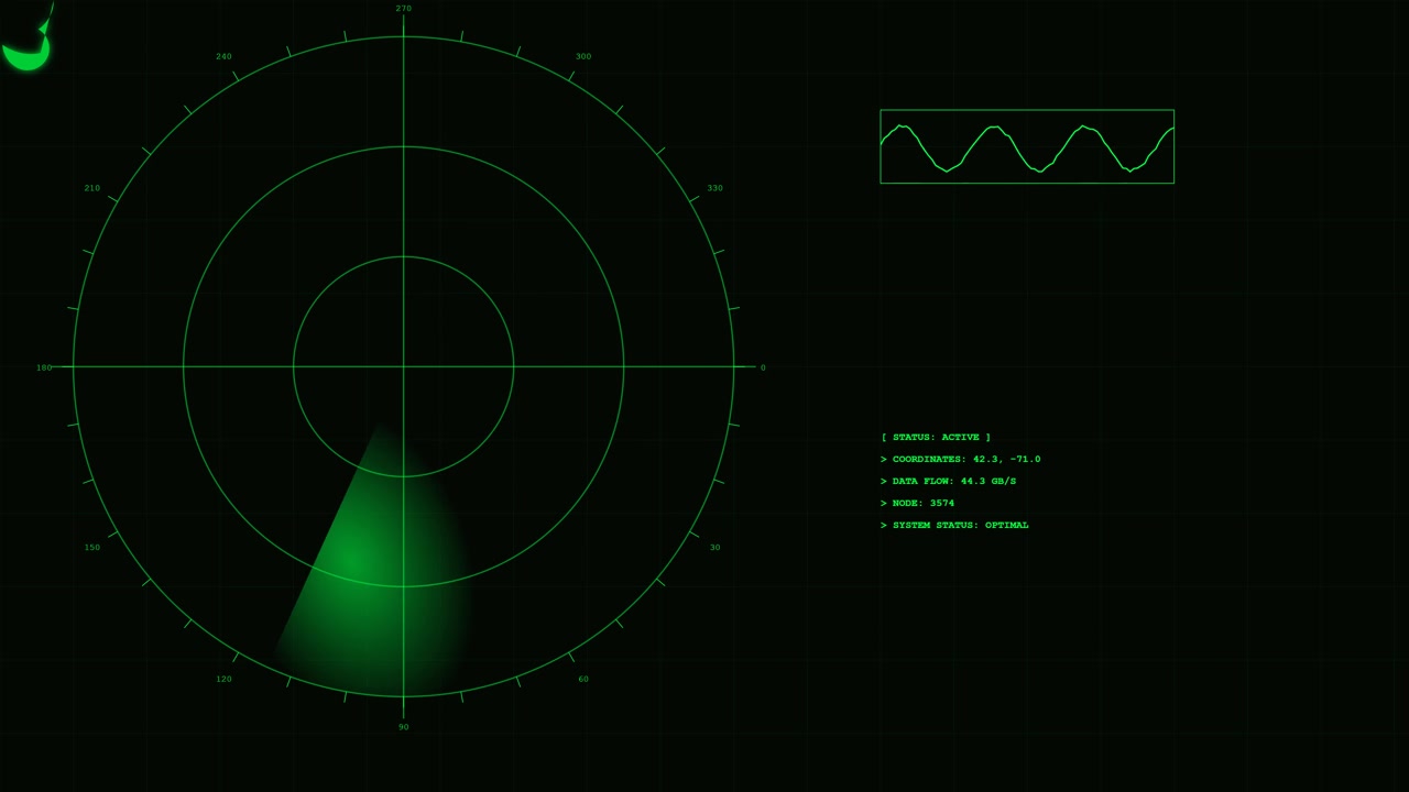 Digital Radar Screen Interface with Scanning Motion