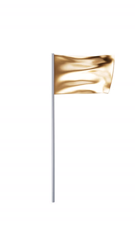 loop animation of flowing golden flag on alpha, 3d rendering.