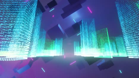 animation of 3d cubes with grids and purple background