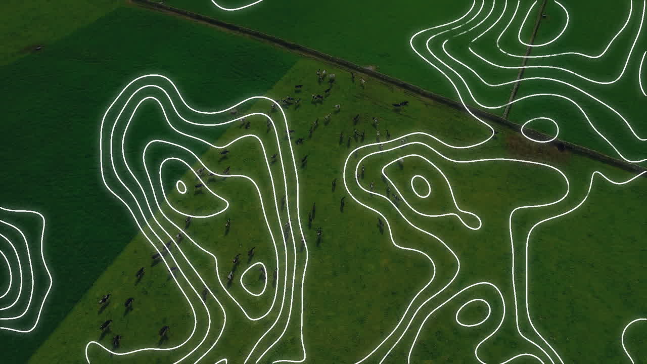 animación de líneas en movimiento sobre el paisaje