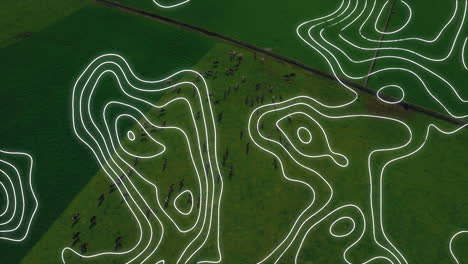 animation of moving lines over landscape