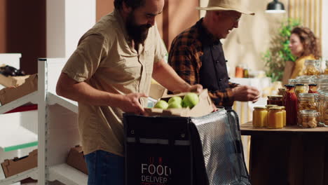 man delivers local supermarket food