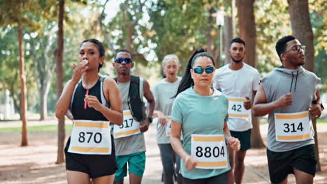 group of runners in a park