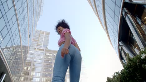 woman in a city