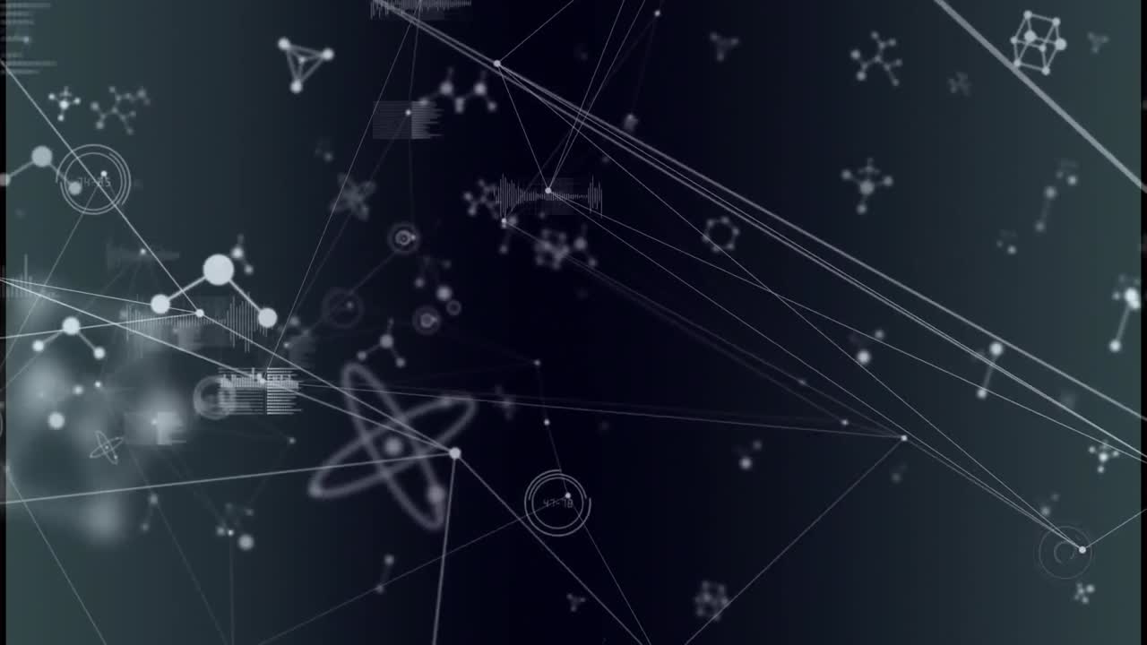 animación de moléculas y red de conexiones