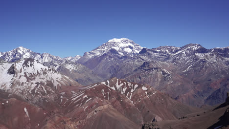 zoom in view of aconcagua south face from the distance, penitentes summit