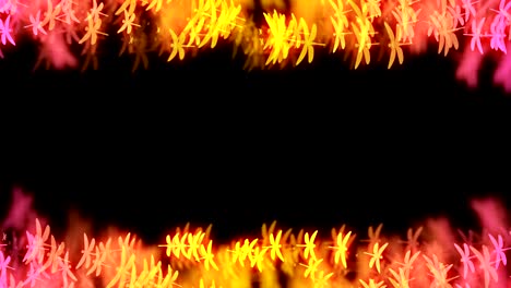 abstract bokeh luz chispas libélula patrón de vuelo amarillo y rosa gradiente de color ilustración en fondo oscuro, animación de bucle sin costuras 4k con espacio de copia central
