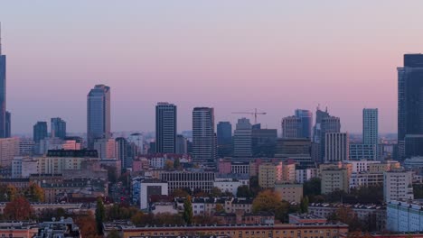warsaw skyline at sunset