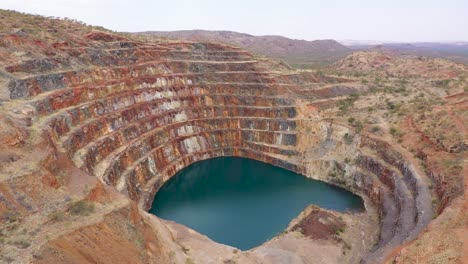 Abandoned-Mary-Kathleen-uranium-mine-drone-aerial,-Queensland,-Australia