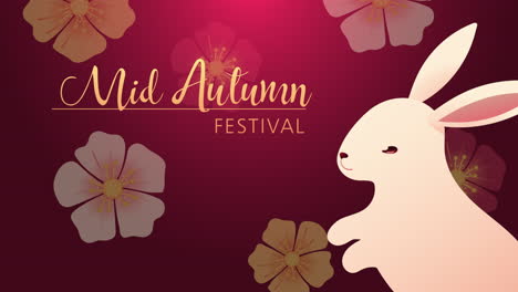 mid autumn festival lettering with rabbit