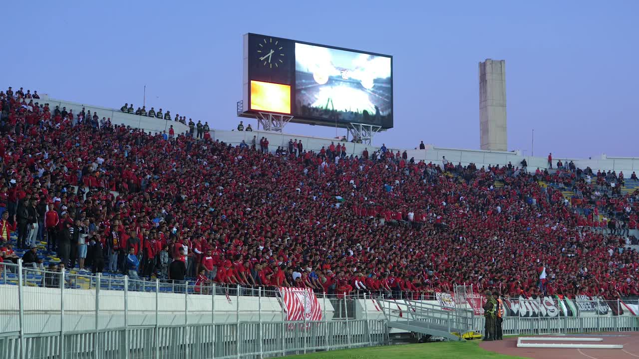 footage of supporters of wydad in mohamed 5 stadium in casablanca