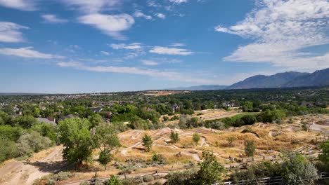 draper cycle park for mountain biking enthusiasts - descending aerial view of the off-road trails and the salt lake valley