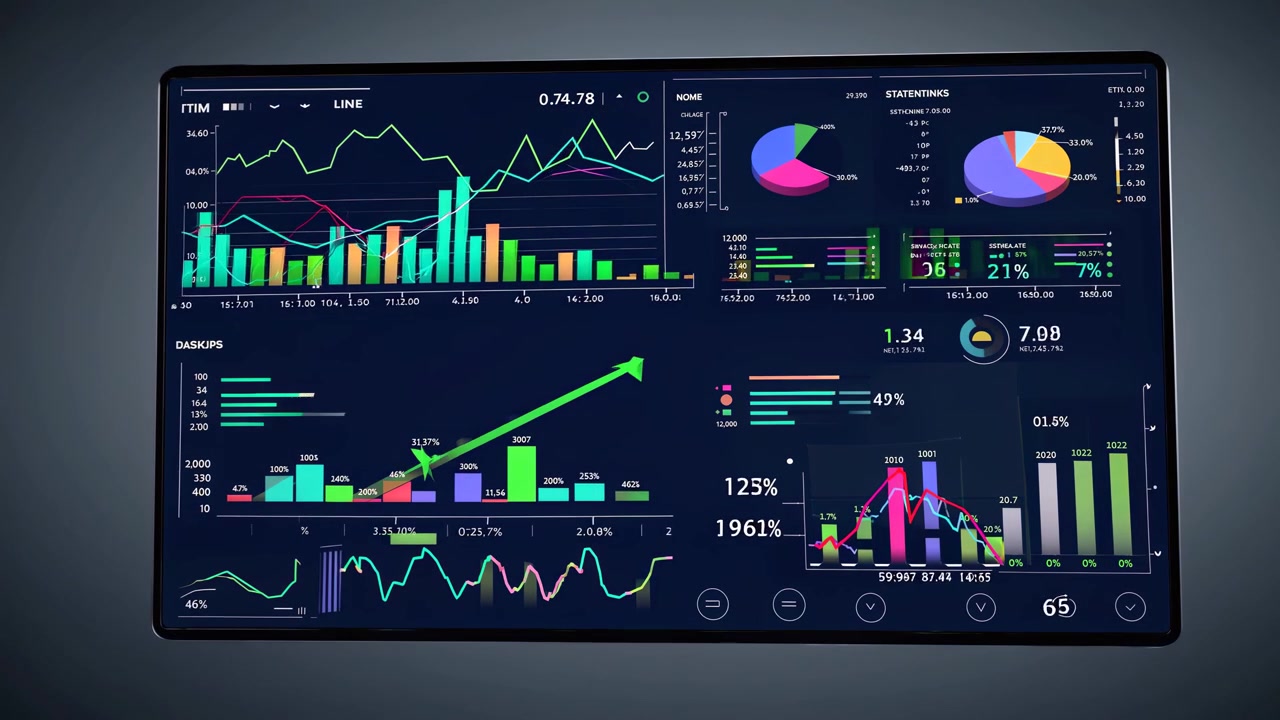 Modern Digital Interface Showing Business Data Analytics and Growth