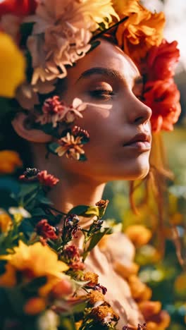 woman with floral headpiece and dress