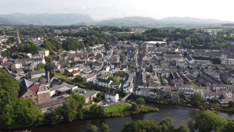 cockermouth town in lake district cumbria uk drone point of veiw over houses footage 4k