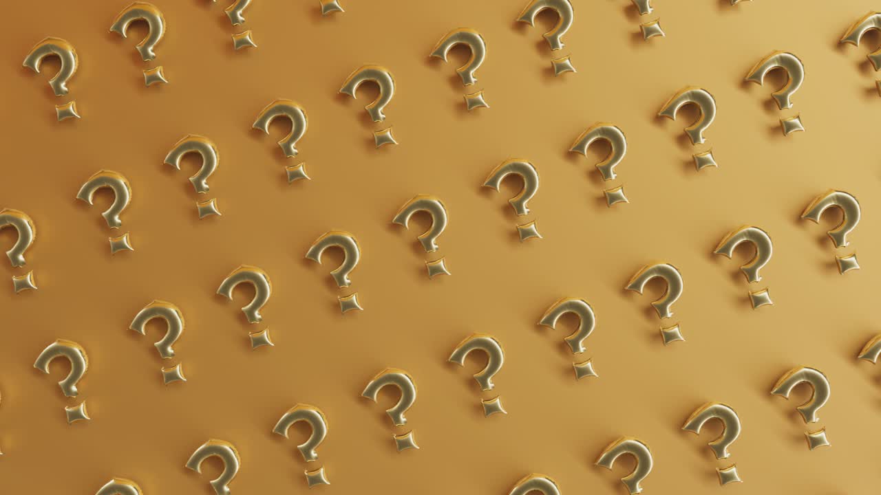 signo de pregunta dorado en fondo amarillo preguntas y respuestas en grasa animación conceptual
