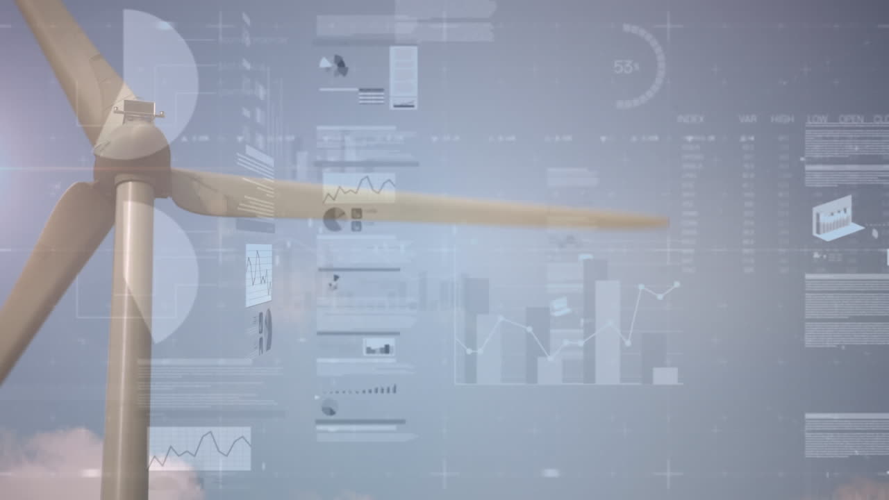 풍력 터빈을 통해 통계 처리의 애니메이션