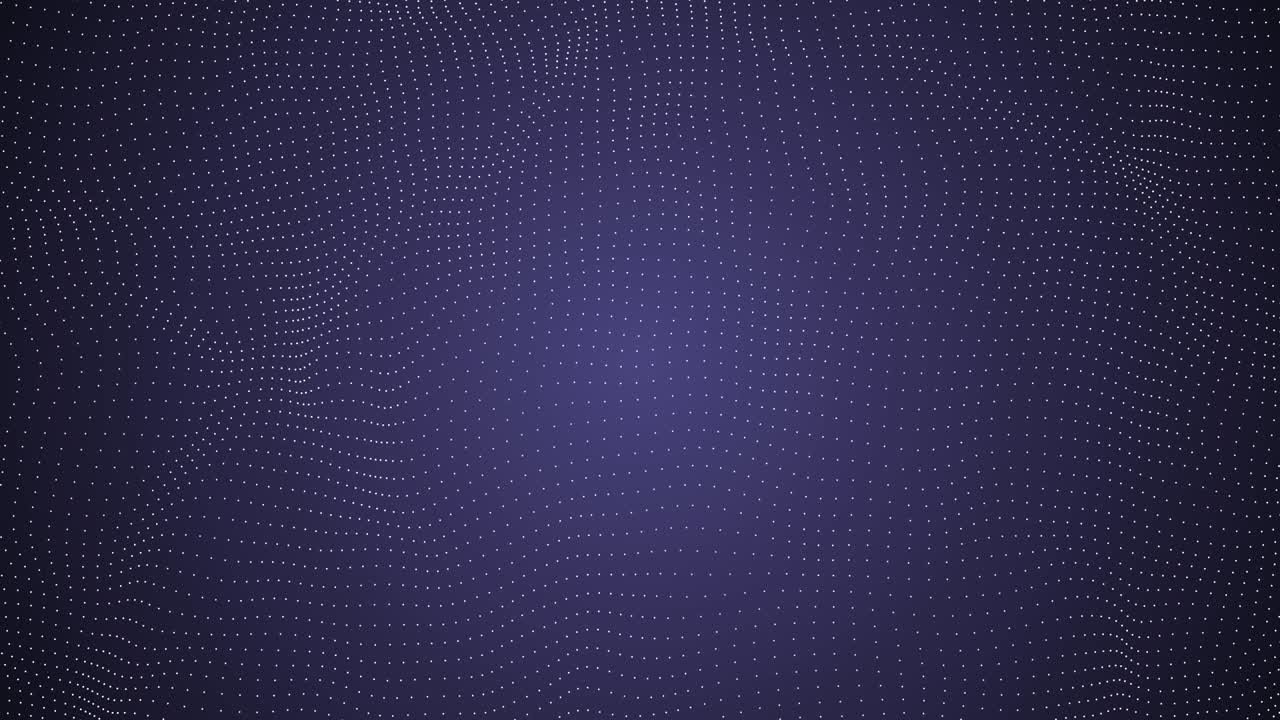 Animation of rows of several dots forming a grid moving in hypnotic motion on a blue background. The concept of color and movement is a digitally generated image. Swim the waves