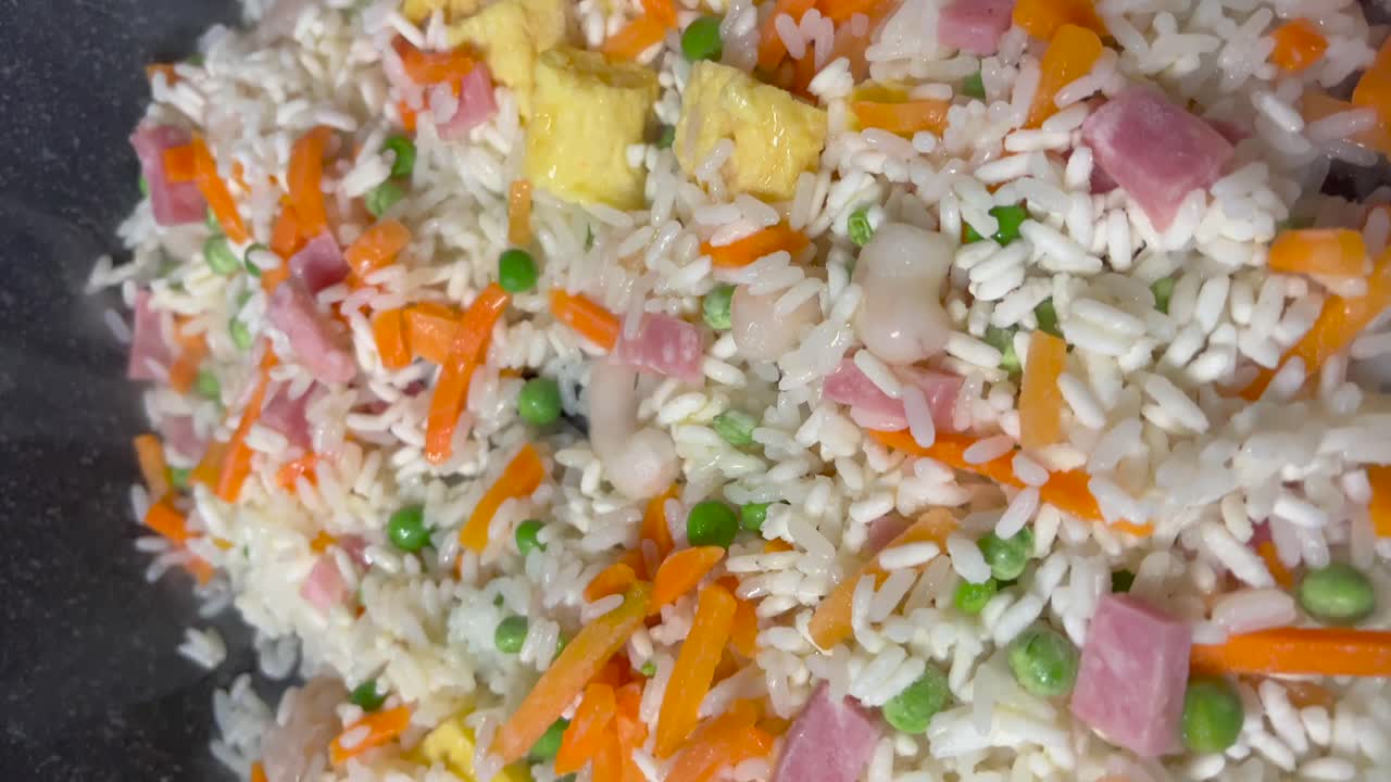 arroz chino tres delicias, preparación vertical