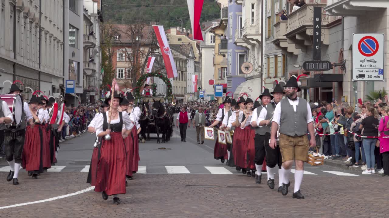 Brass band Rosenheim at the annual grape festival, Meran - Merano, South Tyrol, Italy (part 1 of 2)