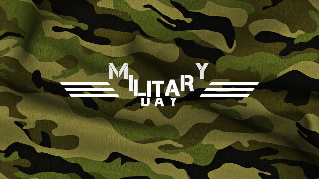 녹색 군사 배경에 애니메이션 텍스트 군사의 날