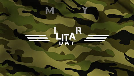 animation text military day on green military background