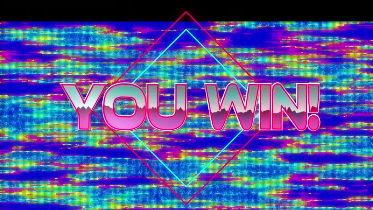 다채로운 배경 위에 당신이 승리 텍스트의 애니메이션