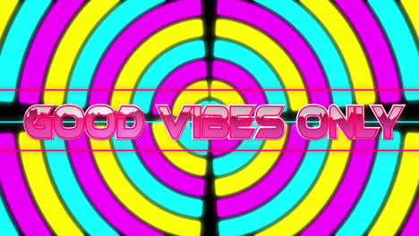 animación de buenas vibraciones sólo texto y formas en fondo negro