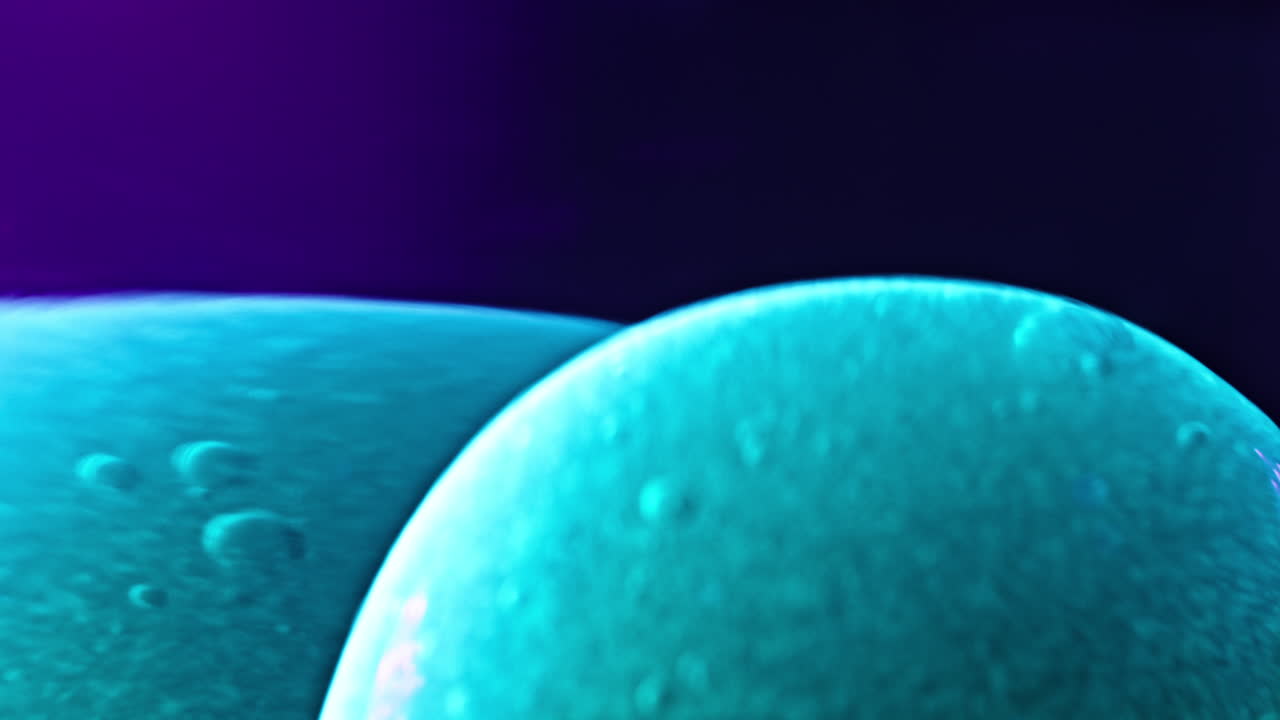 Two colorful liquids blend together in a mesmerizing macro close-up, smooth and fluid motion